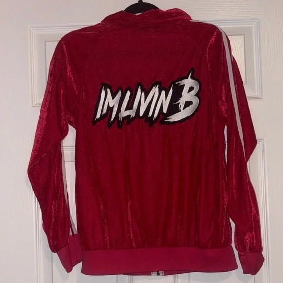 Vibrant pink velour Bomber Jacket by IMLIVINB - Picture 3 of 3
